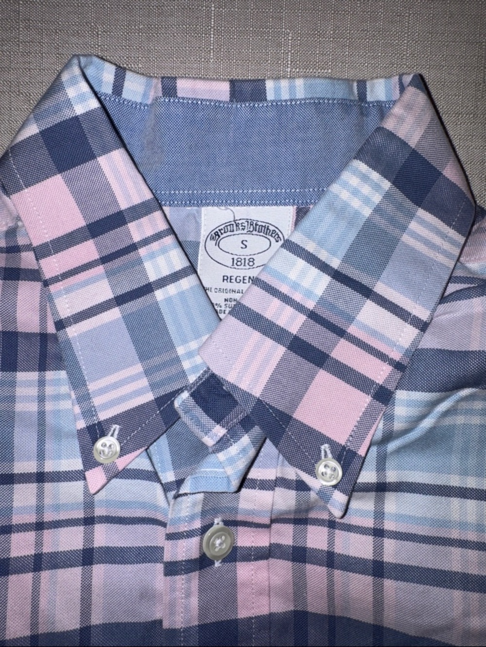 Brooks Brothers Pink and Blue Plaid Button-Down Shirt - Picture 2 of 3